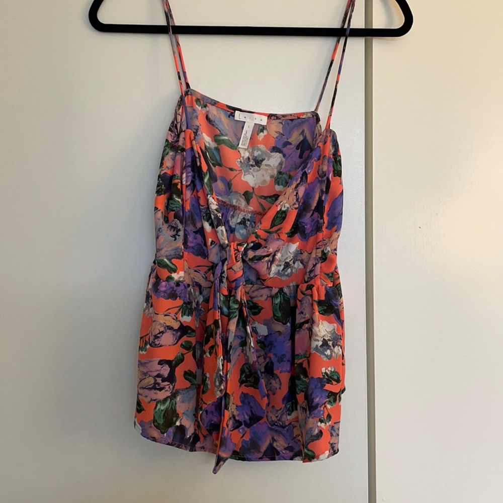Orange Floral Print Top